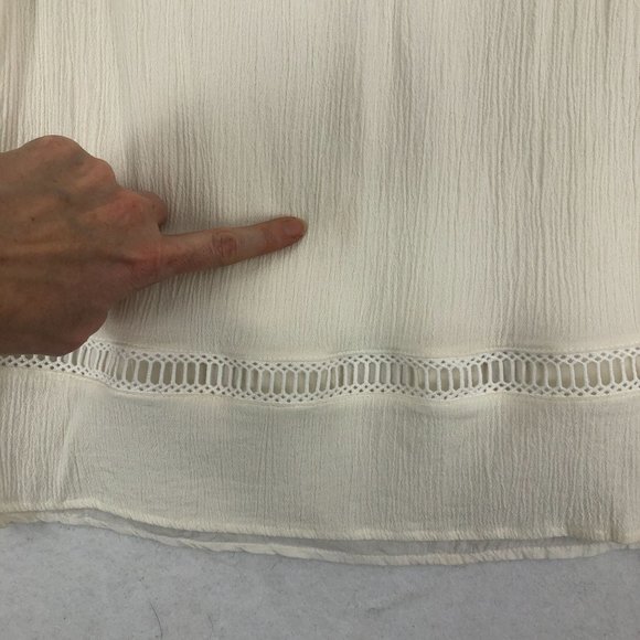 Wrangler Women's Medium Ivory Boho Tassel Sleeve Off The Shoulder Shift Dress - Picture 2 of 10